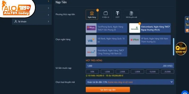 Nạp Tiền Alo789 - Giao Dịch Đơn Giản, Dễ Hiểu, Dễ Thực Hiện